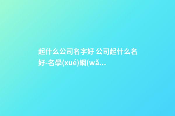 起什么公司名字好 公司起什么名好-名學(xué)網(wǎng)